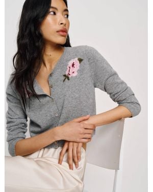 Reformation Gracie Cashmere Crew Cardigan - Grey