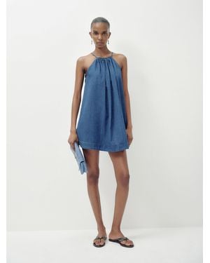 Reformation Paisley Denim Mini Dress - Blue