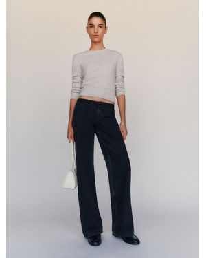 Reformation Talissa Stretch Low Rise Trouser Wide Leg Jeans Denim - Blue