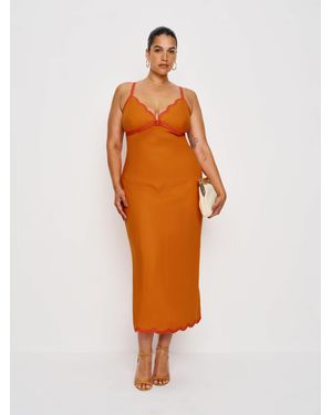 Reformation Sara Linen Dress Es 20 - Orange