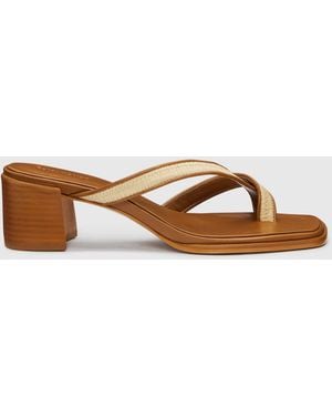 Reformation Sonoma Heeled Sandal Raffia Rum Leather 5 - Natural