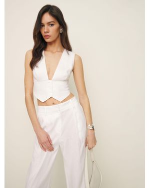 Reformation Sofia Cropped Linen Vest - Natural
