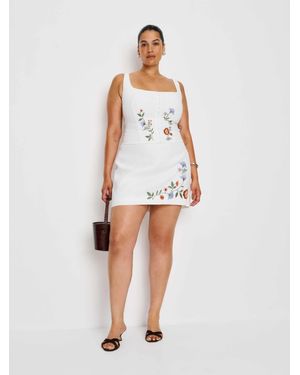 Reformation Ren Linen Skirt Es - White