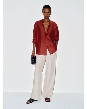 Reformation Eli Oversized Shirt Sheer - Red