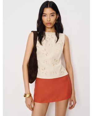 Reformation Mia Low Waist Linen Skort - Red
