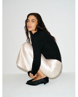 Reformation Calista Kitten Heel Pump Haircalf 6 - Black