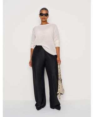 Reformation Gale Satin Mid Rise Bias Pant Es - Natural
