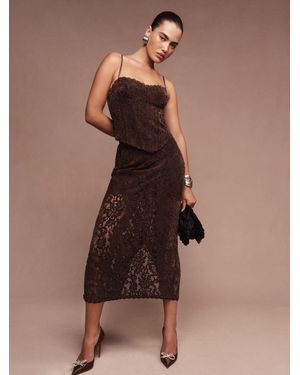 Reformation Two-Piece Satin Outfit Set - Brown