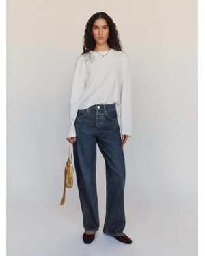 Reformation Ethan Low Rise Buckle Back Baggy Jeans Denim - Blue