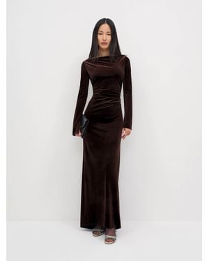 Reformation Donya Velvet Dress - Brown