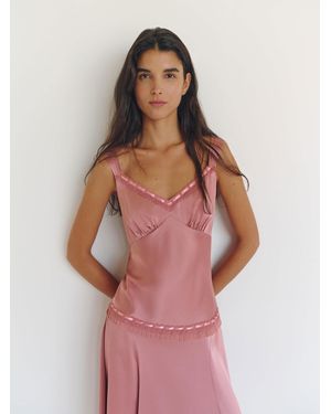 Reformation Salome Silk Top - Pink
