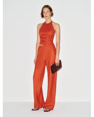Reformation Gale Linen Mid Rise Pant - Red