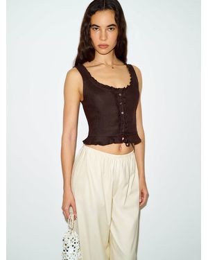 Reformation Kiera Linen Top 0 - Black