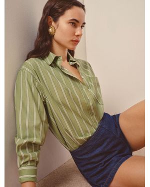 Reformation Eli Oversized Shirt Bean Stripe - Green