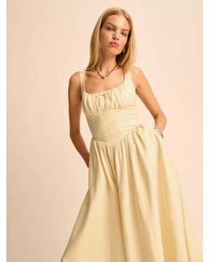 Reformation Balia Linen Dress - Yellow