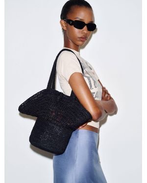 Reformation Sonia Hat Bag Raffia - Black