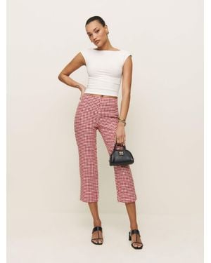 Reformation Petra Linen Low Rise Pedal Pusher Pant 4 - Pink