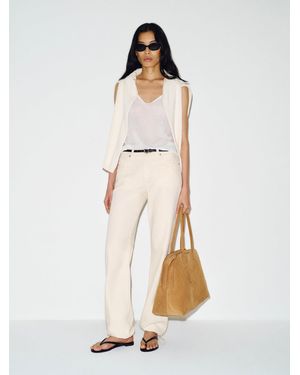Reformation Reece Low Rise Denim Pants - Natural