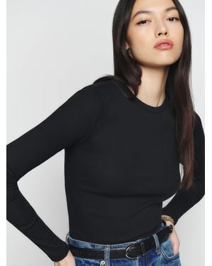 Reformation Davy Long Sleeve Crewneck T-Shirt - Black
