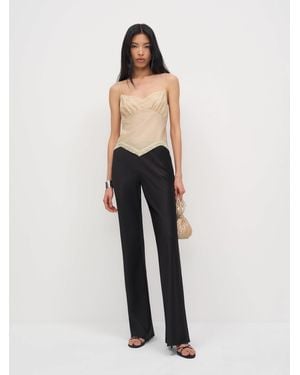 Reformation Gale Satin Mid Rise Bias Pant - Natural