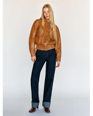 Reformation Veda Daphne Leather Bomber - Orange