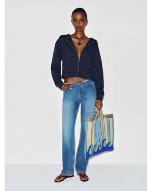 Reformation Cropped Zip-Up Hoodie - Blue