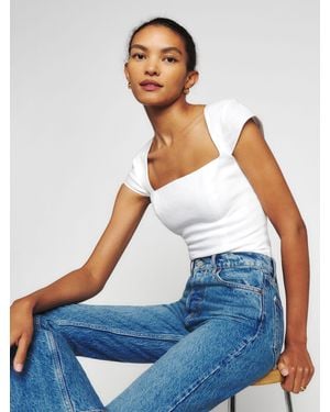 Reformation Cora Linen Top - Blue