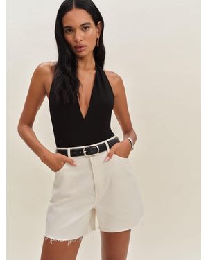 Reformation Saige High Rise 4" Jean Shorts - Natural