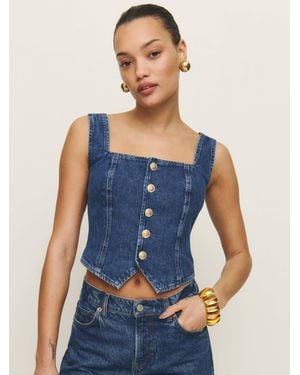 Reformation Bo Denim Top 0 - Blue