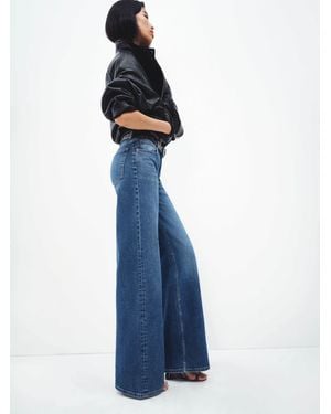Reformation Greta Super Stretch Low Rise Wide Leg Jeans Denim - Blue