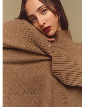 Reformation March Regenerative Wool Cropped Turtleneck - Orange
