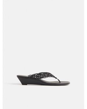 Reformation Libby Wedge Thong Leather 5 - White