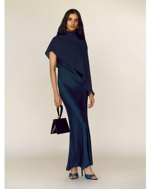 Reformation Lilibeth Silk Dress - Blue