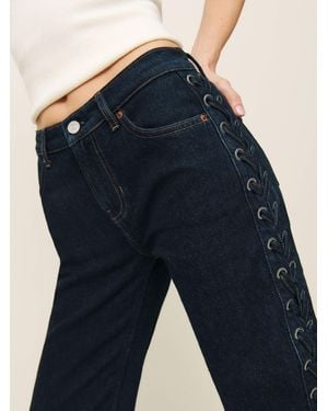 Reformation Abby Low Rise Straight Jeans - Blue