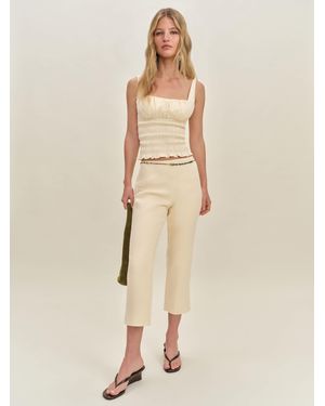 Reformation Petites Petra Linen Low Rise Pedal Pusher Pant - Natural