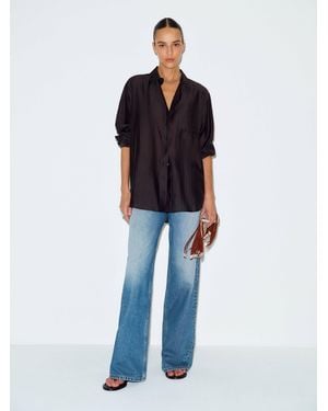 Reformation Eli Oversized Shirt Sheer - Blue