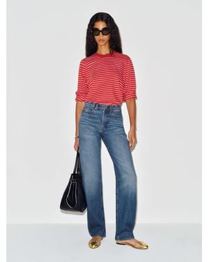 Reformation Gina High Rise Bow Leg Jeans Denim - Red
