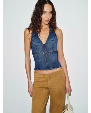 Reformation Randy Denim Halter Top - Blue