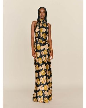 Reformation Bianca Silk Dress Es - Yellow