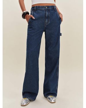 Reformation Diego Mid Rise Baggy Utility Jeans - Blue