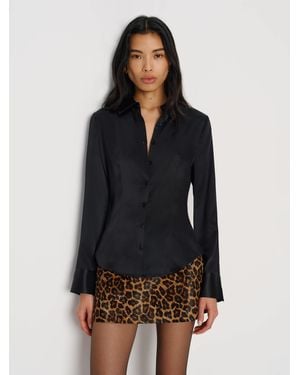 Reformation Raya Fitted Silk Shirt - Blue