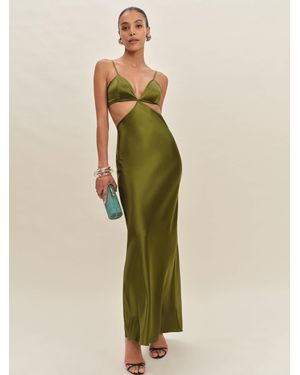 Reformation Poppies Silk Dress - Green