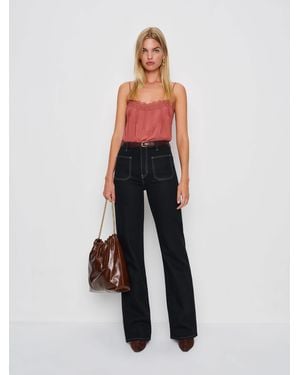 Reformation Alyssa Stretch High Rise Wide Leg Long Jeans Denim - Black
