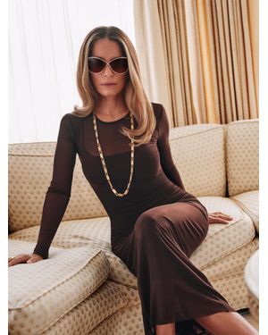 Reformation Rene Mesh Knit Dress - Brown