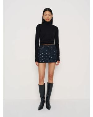 Reformation Hazel Low Rise Denim Mini Skirt - Black