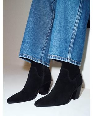 Reformation Dominique High Ankle Boot Suede - Black