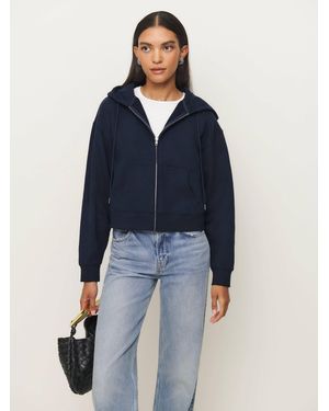 Reformation Cropped Zip-Up Hoodie - Blue