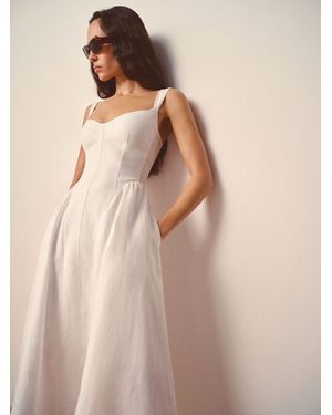 Reformation Lilliana Linen Cotton Crochet Dress in Natural | Lyst