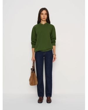 Reformation Bowie V Neck Sweatshirt - Green