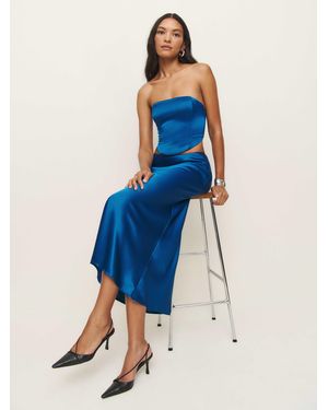 Reformation Zia Satin Two Piece 4 - Blue